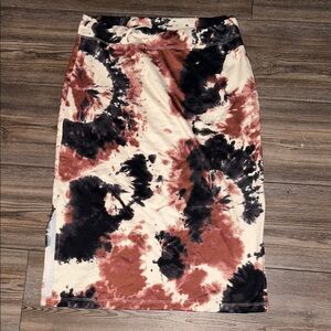 Versona Black and Brown Tie-Dye Midi Skirt